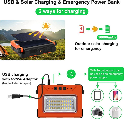 Luz Led Solar Y Cargador Portatil