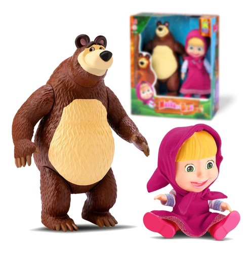 Kit Bonecos Masha E Urso De Vinil Coleção Brinquedo Infantil