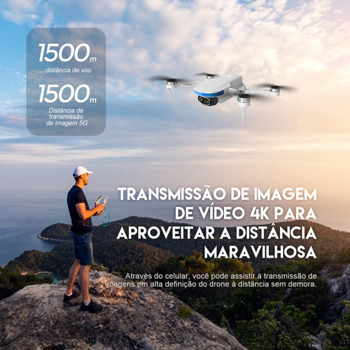 Mini Drone S6s Gps 5g Wifi Fpv Com 4k Hd Câmera 2 Bateria Cor Preto