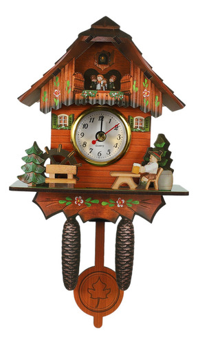 Reloj De Pared De Madera Antiguo Bird Swing Watch Decor