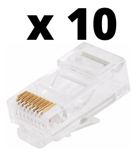 Imagen 1 de 4 de Fichas Macho Conectores Plug Rj45 Cable De Red Cat 5e X 10