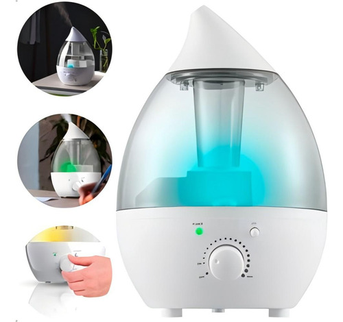 Umidificador Purificador De Ar Ultrassônico C/ Luz Portátil Cor Transparente