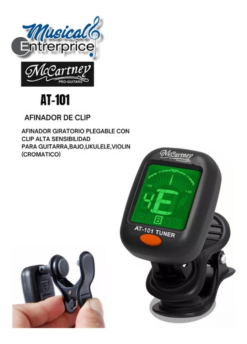 Afinador De Clip Cromatico Aroma 5 En 1 At-101