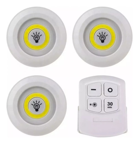 Set 3 Focos Inalámbricos Led Con Control Remoto Ideal Closet