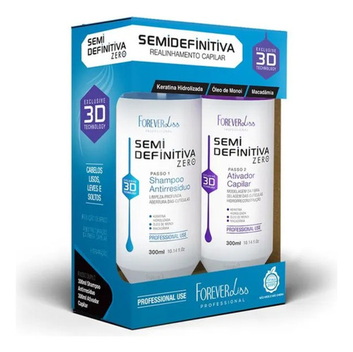 Kit Escova Semi Definitiva Forever Liss Zero 2x300ml