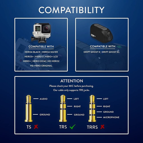 Cable Adaptador Micrófono Mini Usb Para Gopro Hero4 / 3/3 +