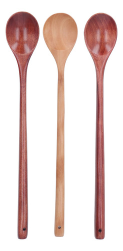 3 Cucharas De Madera Con Mango Largo De 13 Pulgadas