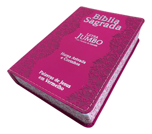 Bíblia Sagrada Lt Jumbo Harpa Cristã Capa Luxo Flores | Pink