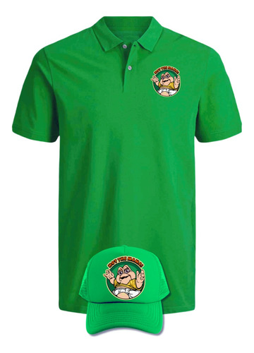 Camiseta Tipo Polo Bebe Sinclair Dinosaur Obseq Gorra Green