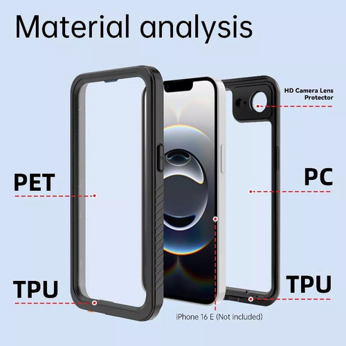 Capa Para iPhone 16e Com Protetor De Tela À Prova D'água