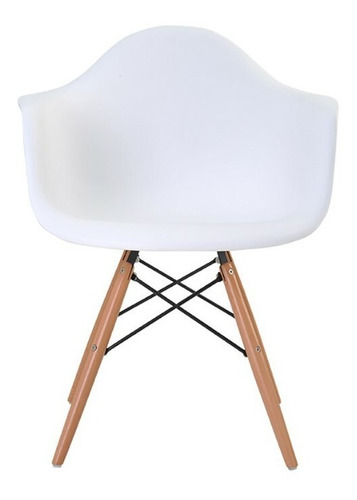 Cadeira de jantar Rivatti Eiffel com braço base madera, estrutura de cor  branco, 1 unidade