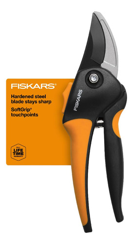 Fiskars Softgrip - Tijeras De Podar, S, Negro/anaranjado