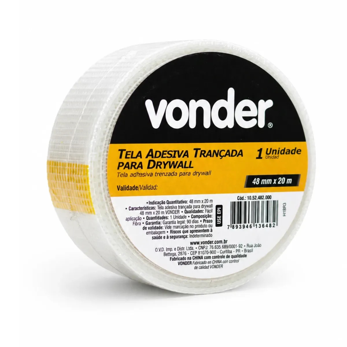 Fita Para Drywall Gesso Isopor Telada Auto Adesiva 48 Mm X 20 Metros