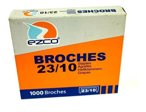 Broches Ezco N°23/10  X 1000 P/ Abrochadora  X 10 Cajas