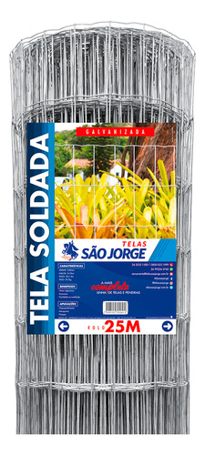 Tela Soldada Galvanizada Fio 1,65mm 25x1,20 - São Jorge