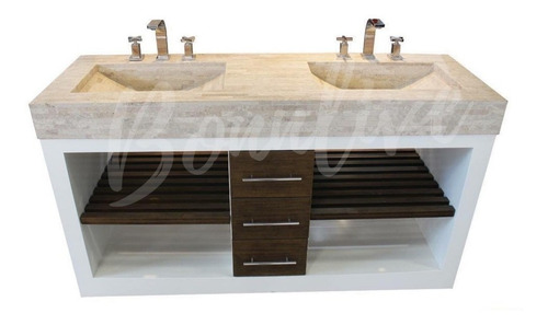Imagen 1 de 9 de Mueble Vanitory 130x50 Laqueado Doble Bacha Cajon Deck Baño