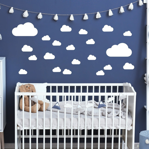 Imagem 2 de 5 de Adesivo De Parede Quarto Nuvens Infantil / Bebe 18 Nuvens