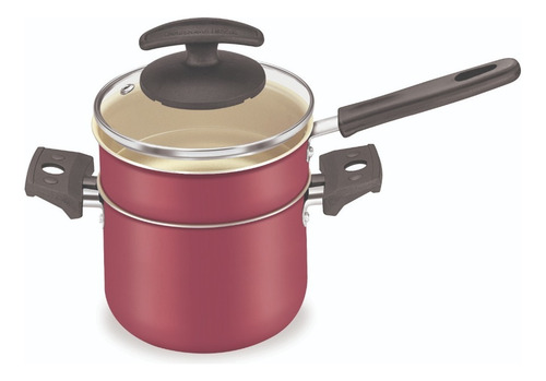 Fortaleza Cuscuzeiro 2x1 Anti Aderente 1,1 L nordestino Cor Vermelho