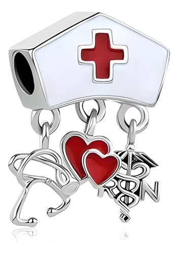 Charm Enfermera Enfermería Corazón Plata 925