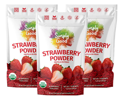 Kit X3 Und Simply Good Frutilla Orgánica En Polvo X 120g