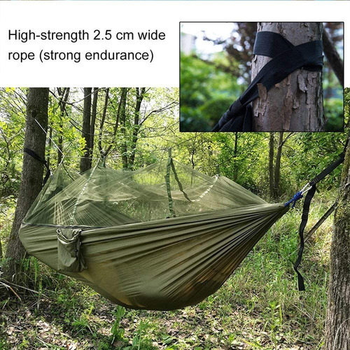 Imagen 6 de 8 de Hamaca De Nailon Con Mosquitera Para Campamento, Jardín, Int