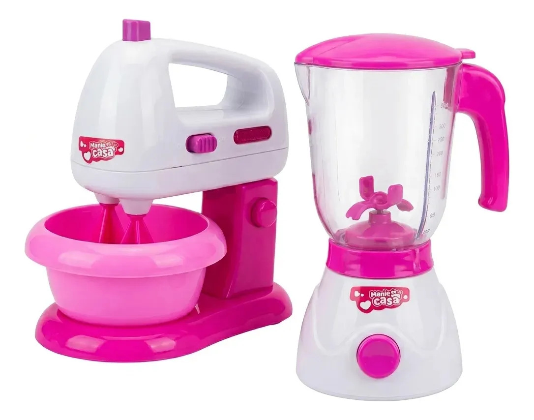 Mini Cozinha Infantil Liquidificador E Batedeira Casinha Rosa