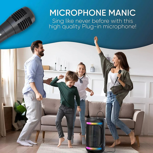 Parlante Bluetooth Portátil 15w Grande Rgb Tws C/ Micrófono Negro