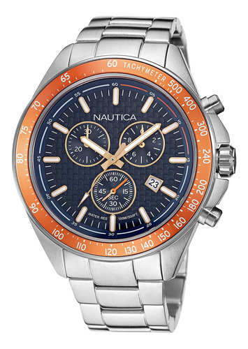 Reloj pulsera Nautica NAPOBF117 con correa de acero inoxidable color plateado