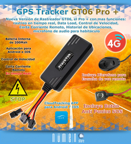 Rastreador Localizador Gps Tracker Gt06 Pro 4g Stopcar + Mic