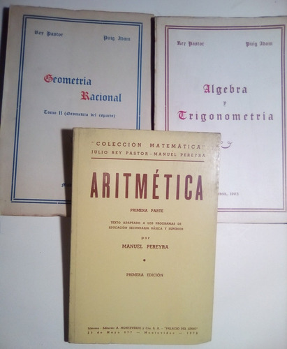 Lote De Tres Libros Aritmética De Julio Rey Pastor 