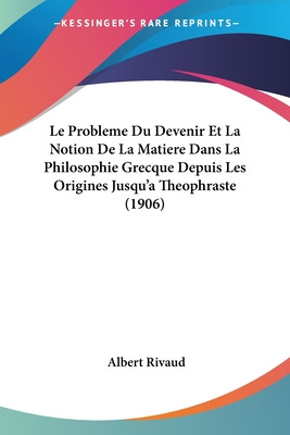 Libro Le Probleme Du Devenir Et La Notion De La Matiere D...