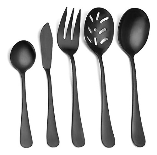 Set De Servir Negro Mate Sharecook De 5 Piezas De Acero Inox
