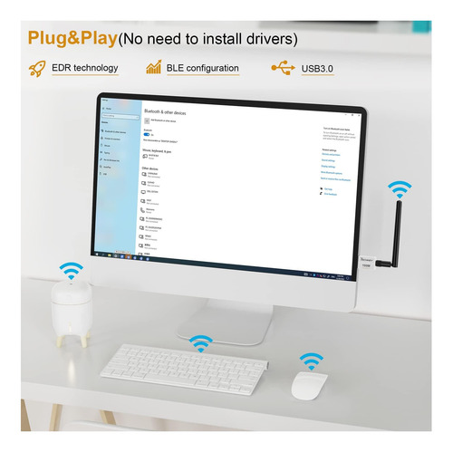 Adaptador Bluetooth De Largo Alcance Para Desktop Pc Plug &