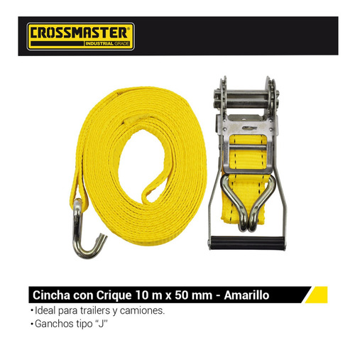 Imagen 3 de 3 de Cincha Eslinga Amarre C/crique 5000kg 10mts Camiones 9980164