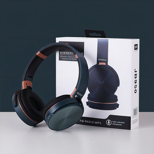 Fones de ouvido Bluetooth sem fio Jb950 com microfone HiFi, conexão 5.0, microfone embutido para chamadas, conexão de cabo de 3,5 mm, alcance de 10 metros (azul)