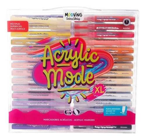 Marcadores Acrilicos Mooving 60u Acrylic Mode Todasuperficie