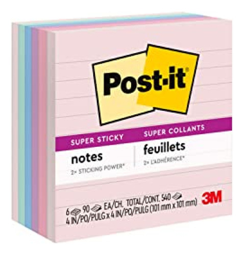 Notas Adhesivas Notas Recicladas Post-it Super Sticky, 4 X