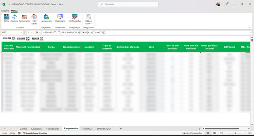 Planilha Dashboard Controle De Atestado 1.2