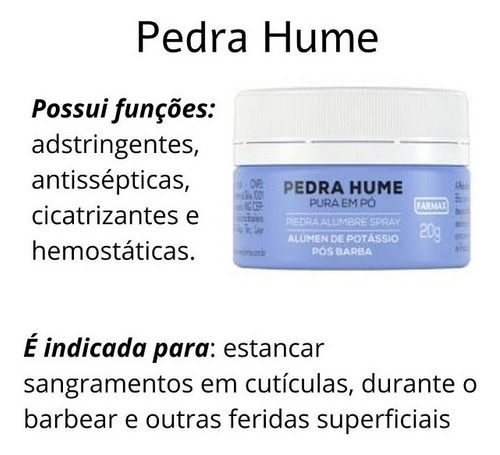 Pedra Hume Pura Em Pó 20g Ferimento Feridas Cutiulas Barbear