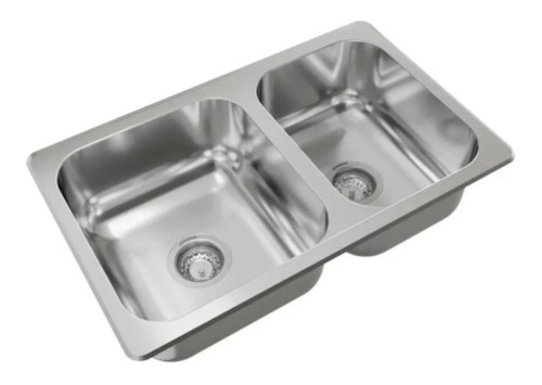 Bacha Doble R63/18 F Quadra 304 Acero Johnson Pulido Standard Pileta Inoxidable 304 Encastrable Cuadrada Sopapa