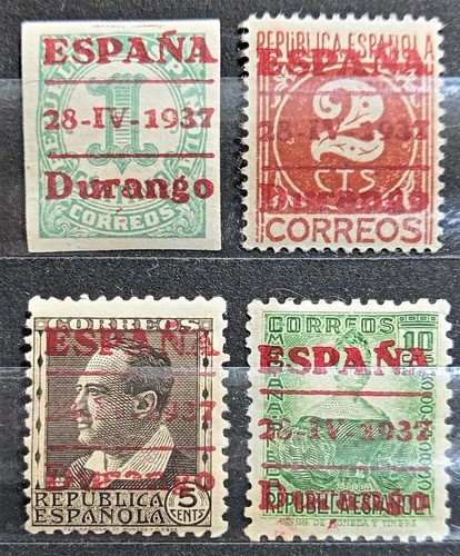 España Durango, Lote 4 X Resello Camb Color 37 Nuevos L17673