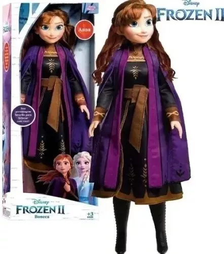 Boneca Frozen 2 Disney Anna 80 cm, Multicor, Baby Brink 