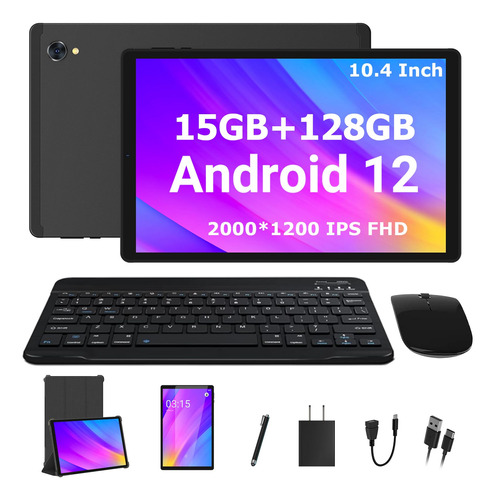 Tablet Android 12 Con Teclado De 10.4 Pulgadas, 15 Gb (8+7)