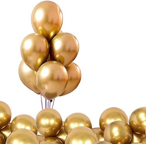 Globos Metálicos Látex R12 Cromado Dorado 12und