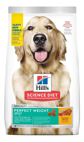 Imagen 1 de 2 de Alimento Hill's Science Diet Perfect Weight para perro adulto todos los tamaños sabor pollo en bolsa de 15lb