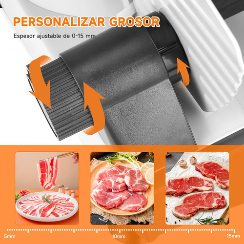 Rebanadora Cortador 7.5in Eléctrica De Carne Jamon 1 A 15mm