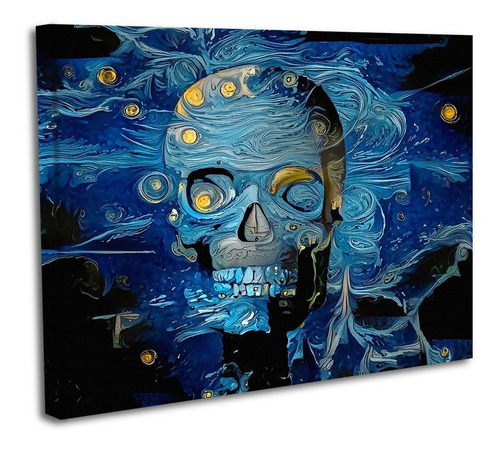 Cuadro Lienzo Canvas 45x60cm Craneo Abstracto Espiral Azul