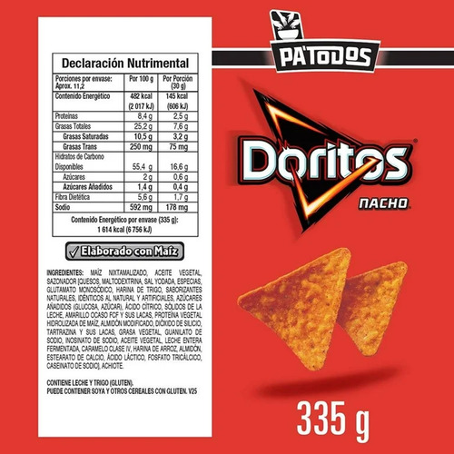 Doritos Nacho Botana Sabritas 335 G.