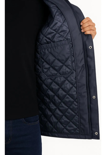 Campera Trucker Trabajo Semi-impermeable Con Capucha Azul M