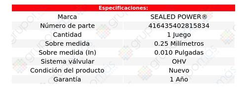 Set Bujes Árbol Levas 0.25 Fury I 71 A 74 Sealed Power